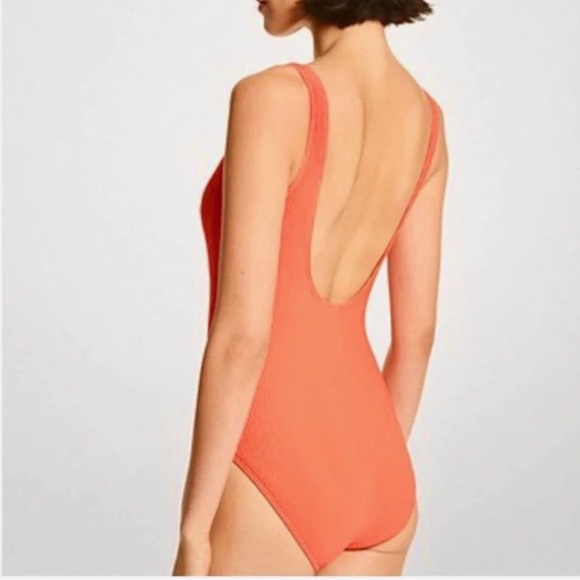 Michael Kors Orange Textured Ring Logo One Piece Low Back 16 XLarge - Picture 2 of 5